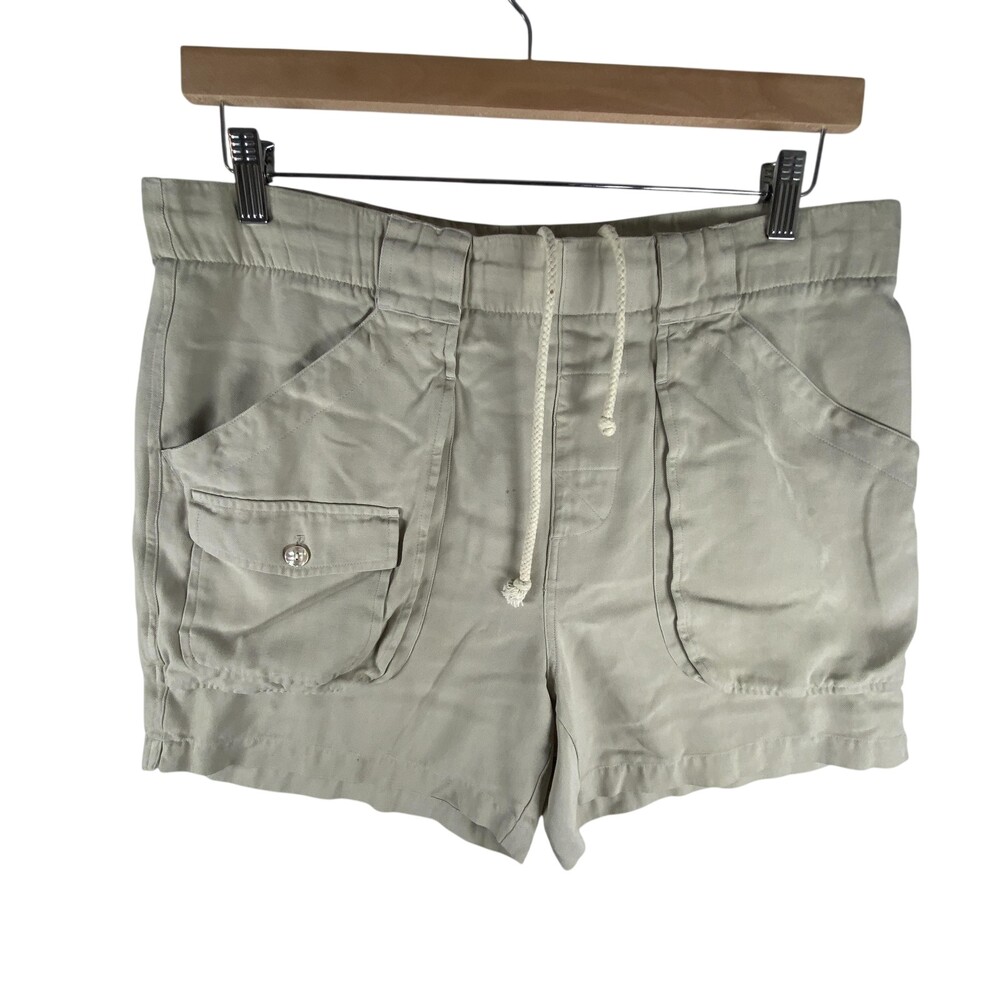 Tommy Bahama Cargo Shorts Womens Small Beige 100% Silk Drawstring 4 In Inseam